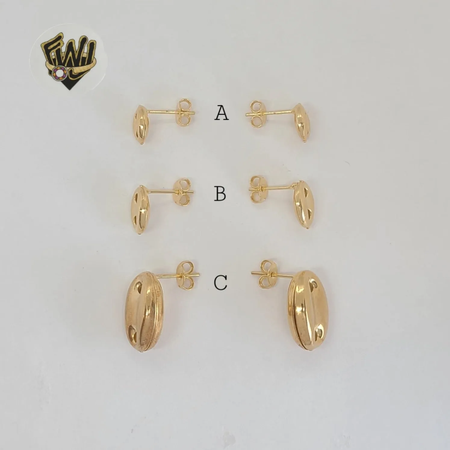 (1-1123) Gold Laminate - Puff Earrings - BGF