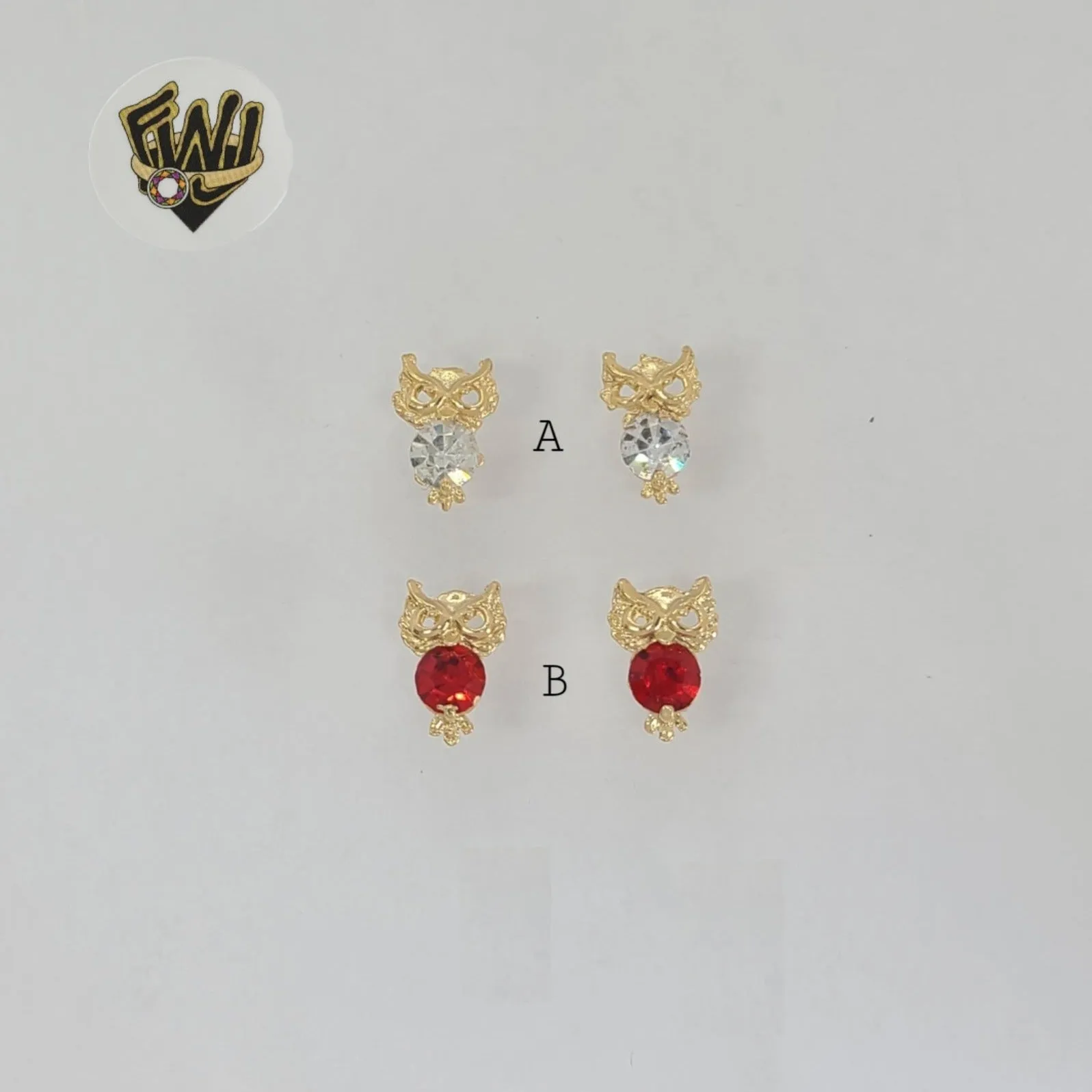 (1-1172-2) Gold Laminate - Owl Studs Earrings - BGF