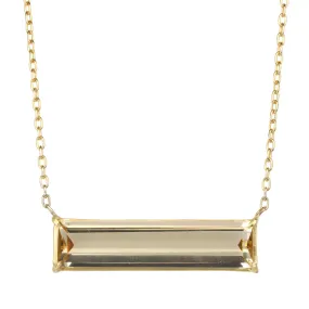 18K Gold Prong-Set Citrine Bar Necklace