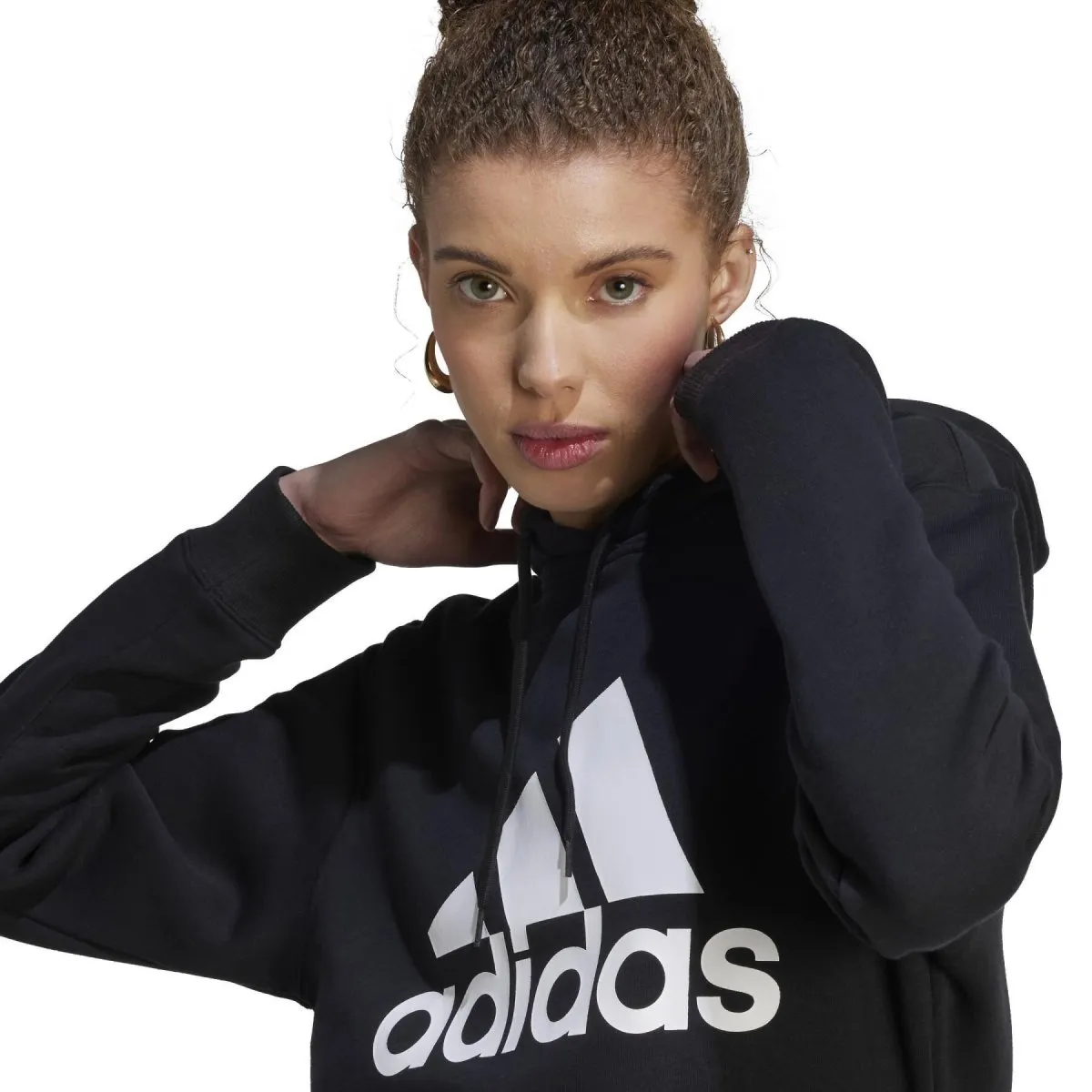 ADIDAS WOMEN'S BIG LOGO FLEECE HOOD BLACK