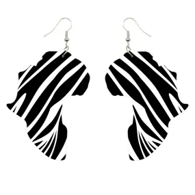 African Continent shaped Earrings Black / white