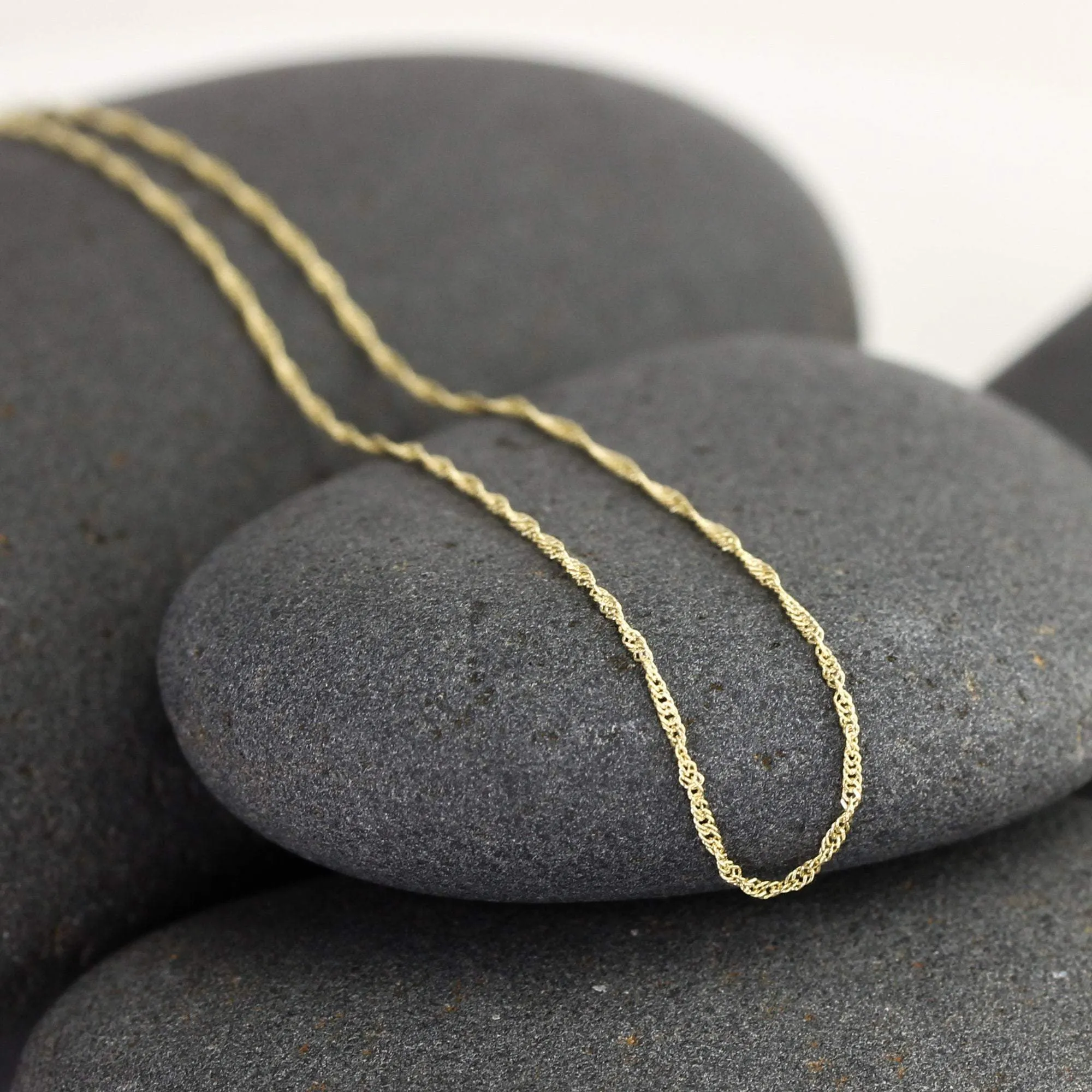 Airy 14K Twisted Singapore Chain, Light and Simple Layering Necklace