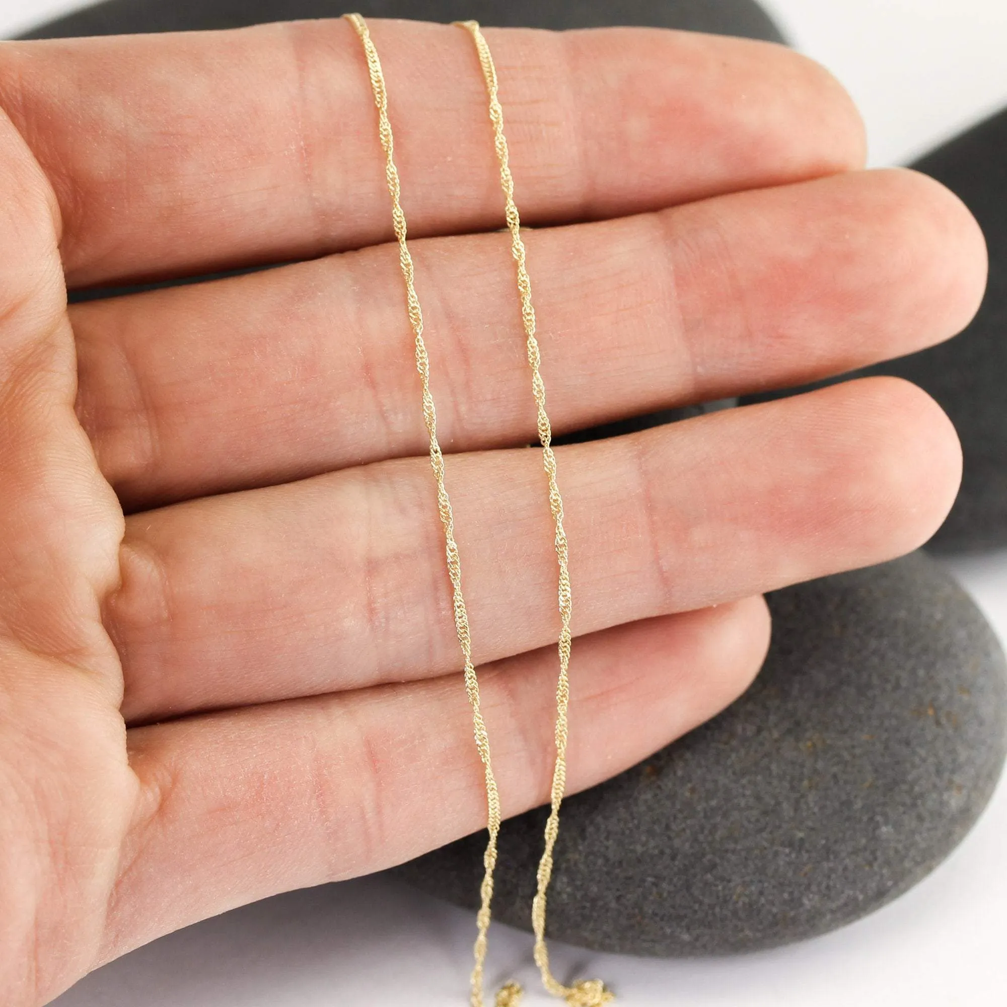 Airy 14K Twisted Singapore Chain, Light and Simple Layering Necklace