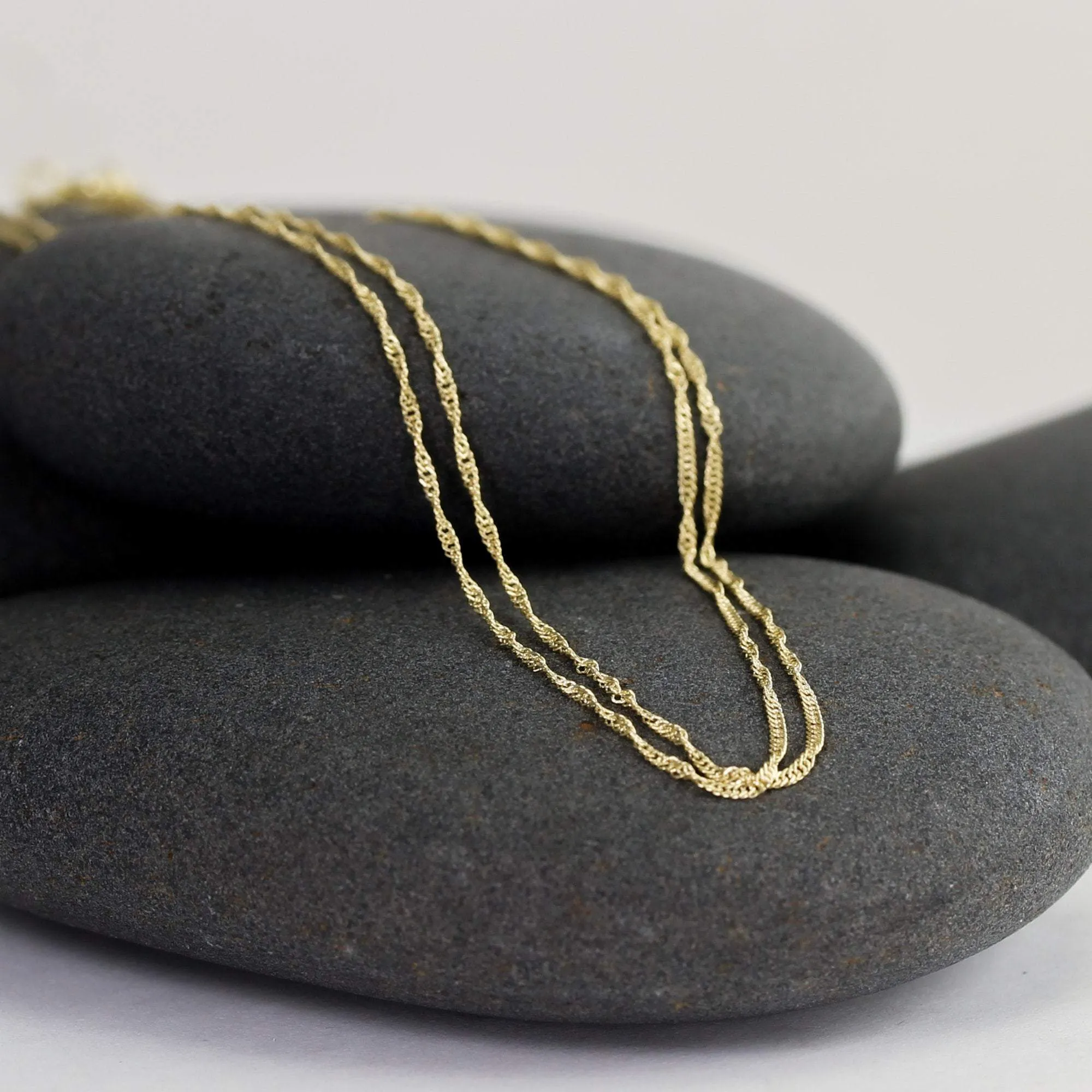 Airy 14K Twisted Singapore Chain, Light and Simple Layering Necklace