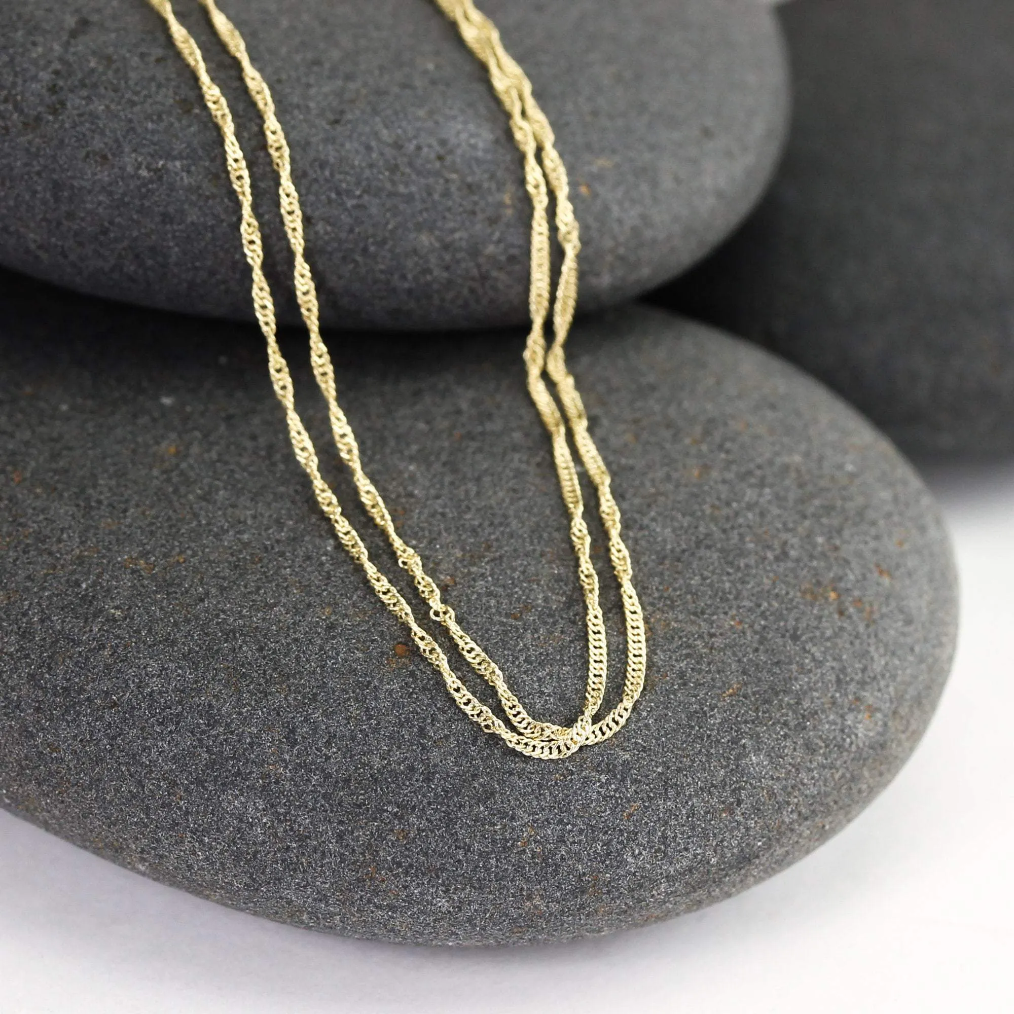 Airy 14K Twisted Singapore Chain, Light and Simple Layering Necklace