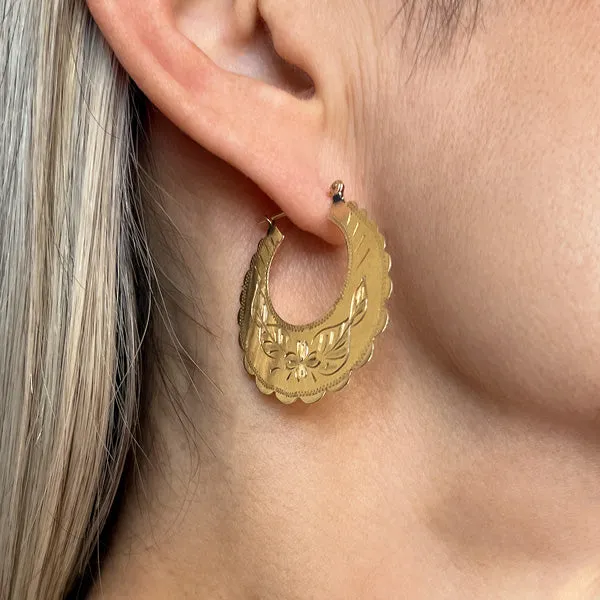 Antique Engraved Hoop Earrings