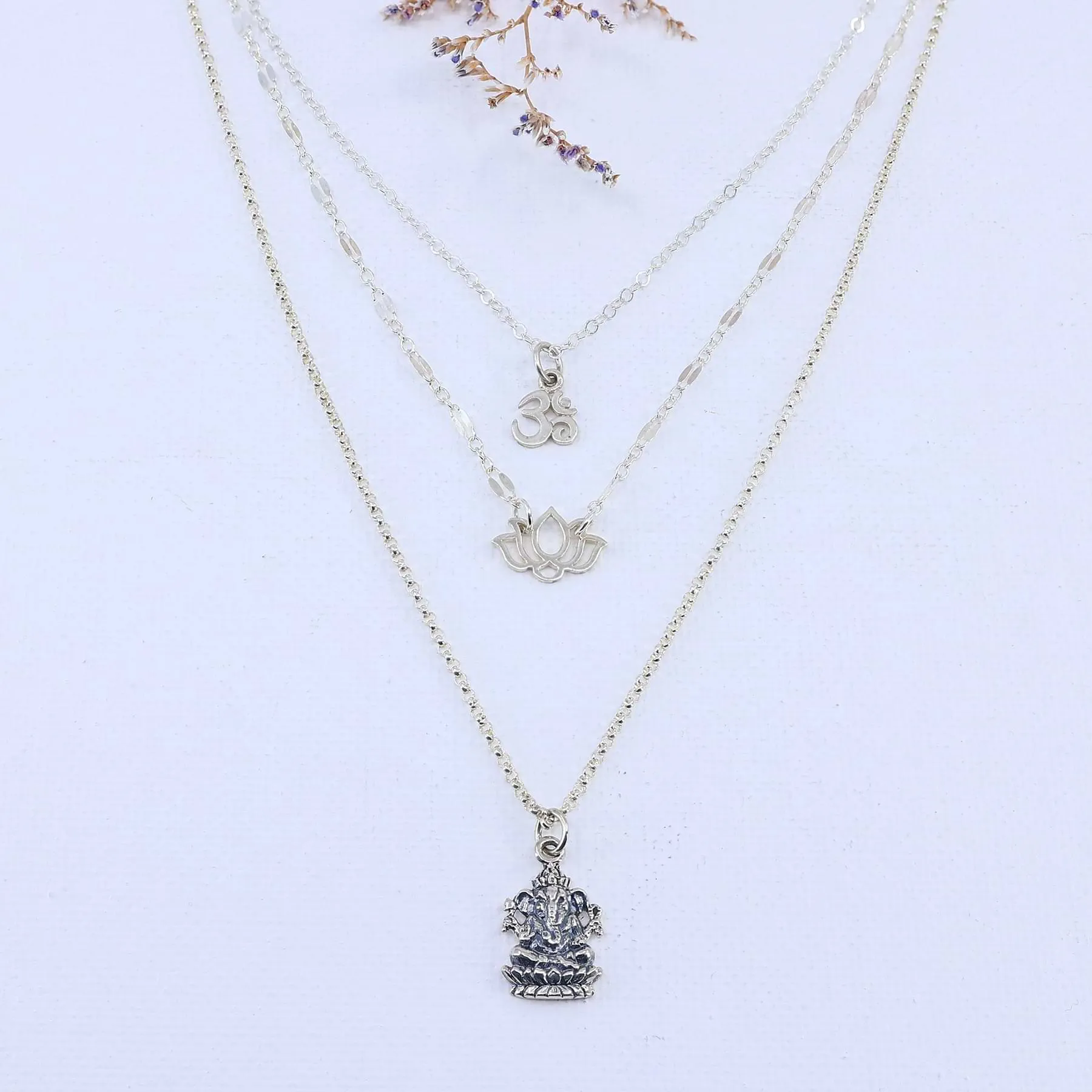 Awaken and Inspire - Ganesha Om Lotus Layered Necklace