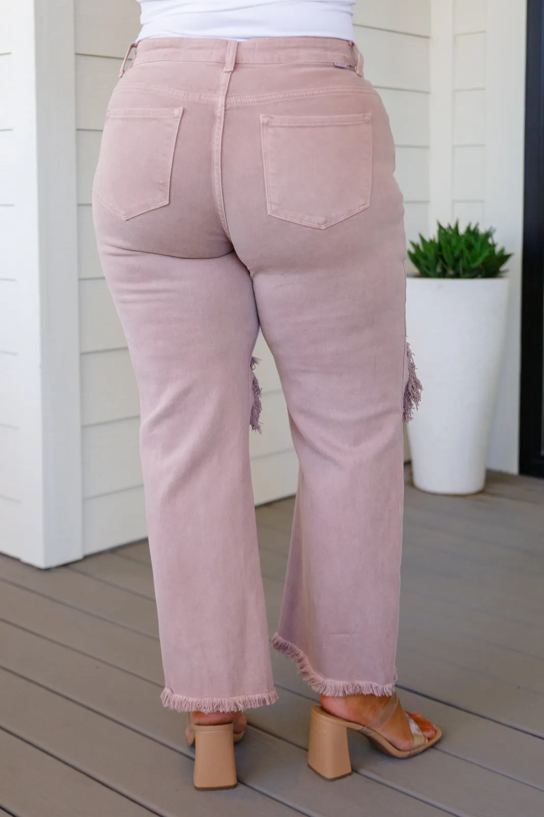 Babs High Rise Distressed Straight Jeans in Mauve- USE CODE SPRING24 for 40% OFF!!!!