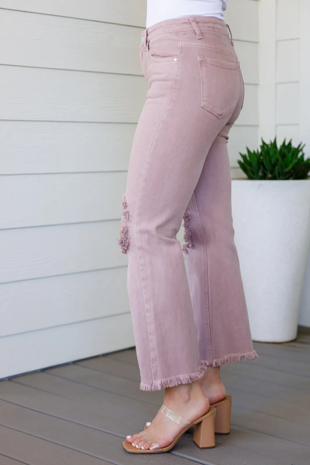 Babs High Rise Distressed Straight Jeans in Mauve- USE CODE SPRING24 for 40% OFF!!!!