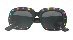 Bari Lynn Crystalized Bubble Shape Sunglasses - Black / Neon