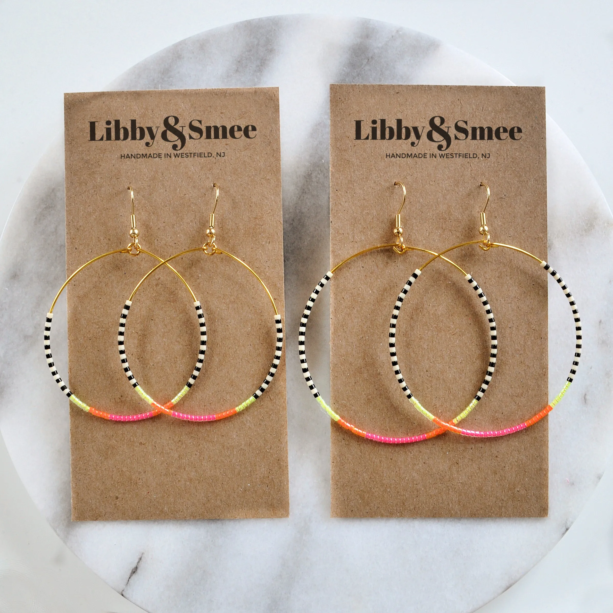 Big Beaded Hoops - NEON