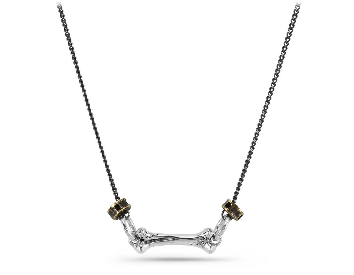 Bone & Shark Vertebrae Necklace - Silver