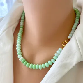 Bright Green Opal Candy Necklace, 18.5-19inches, Gold Vermeil Plated Sterling Silver Push Lock Closure