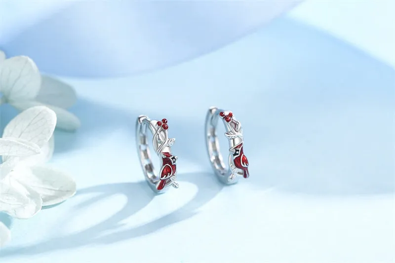 Cardinal Earrings Sterling Silver Hypoallergenic Hoop Earrings Cardinal Gifts for Women Grils