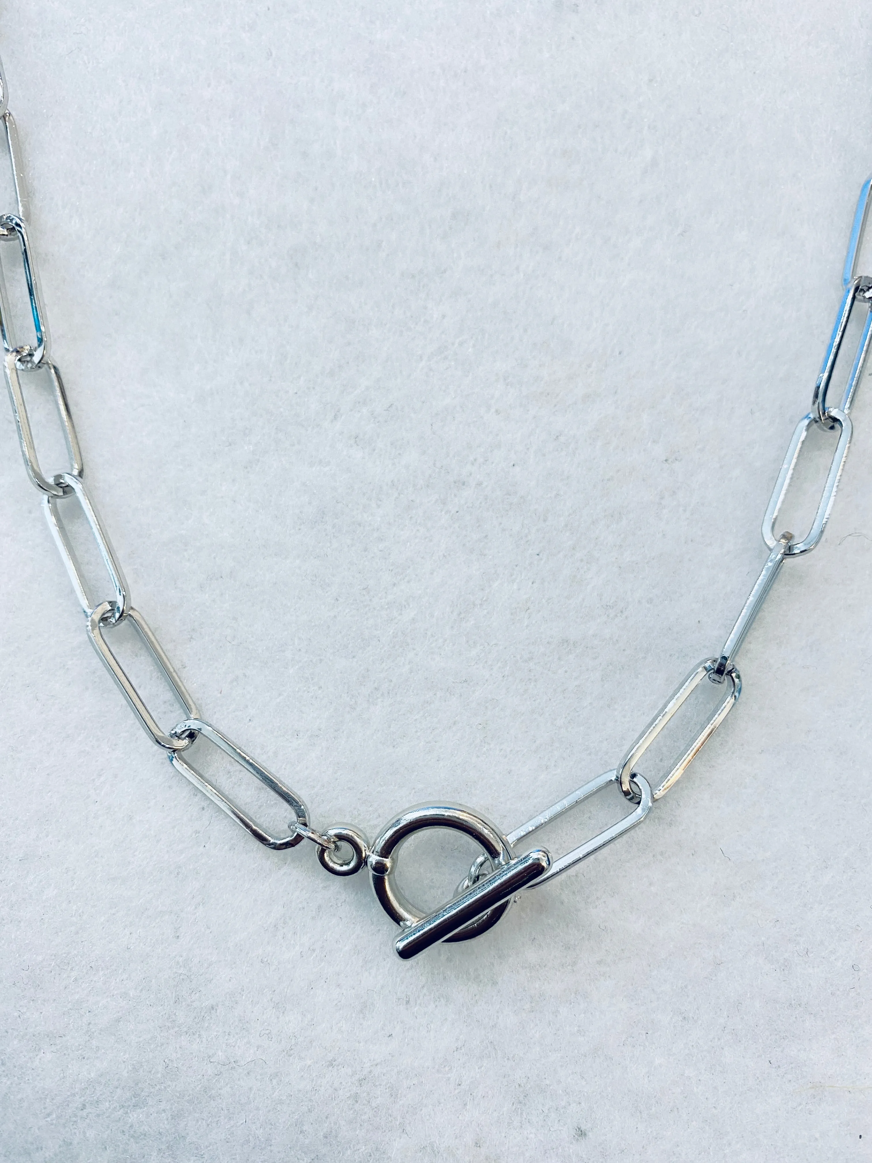 Classic Paperclip Chain Silver Necklace