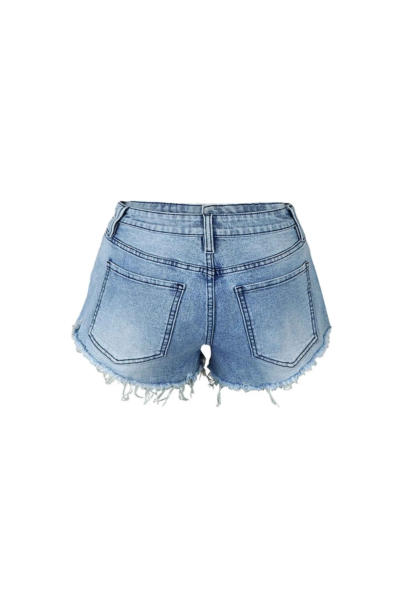 Cross Your Mind Patched Light Denim Shorts