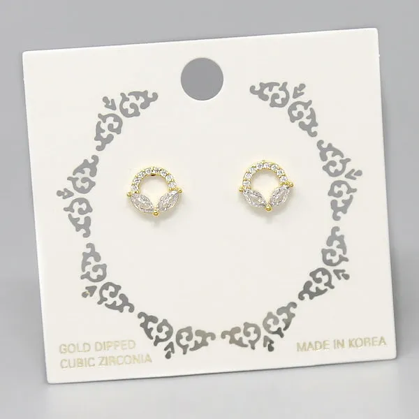 CZ Pave Gold Dipped Stud Earrings