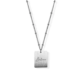 Dainty 18" antique SILVER dainty chain with BELIEVE pendant