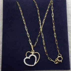 Double Heart Women’s Necklace 18K Gold