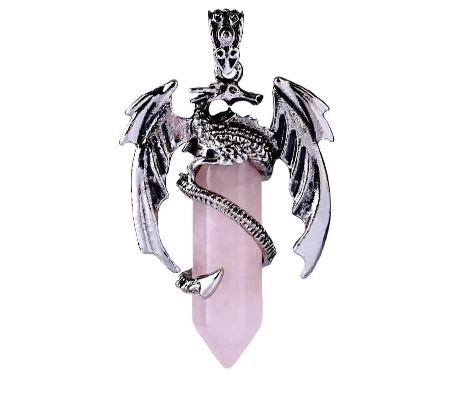 Dragon Necklace Natural Gem Stone Crystal Pendant