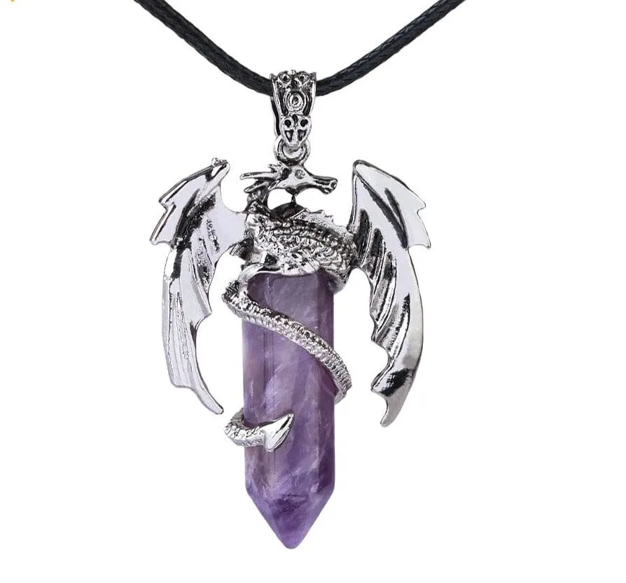 Dragon Necklace Natural Gem Stone Crystal Pendant