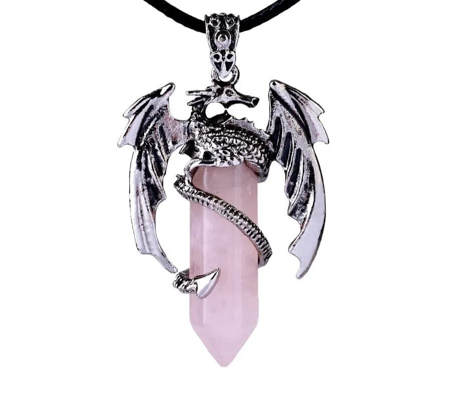 Dragon Necklace Natural Gem Stone Crystal Pendant