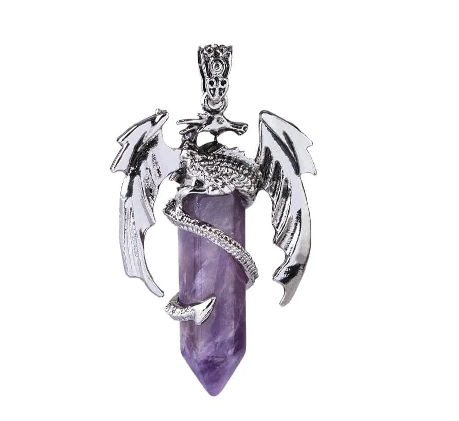 Dragon Necklace Natural Gem Stone Crystal Pendant