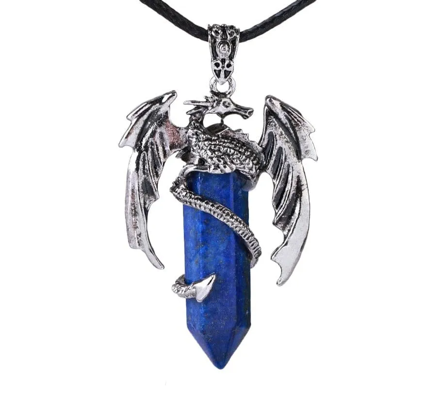 Dragon Necklace Natural Gem Stone Crystal Pendant