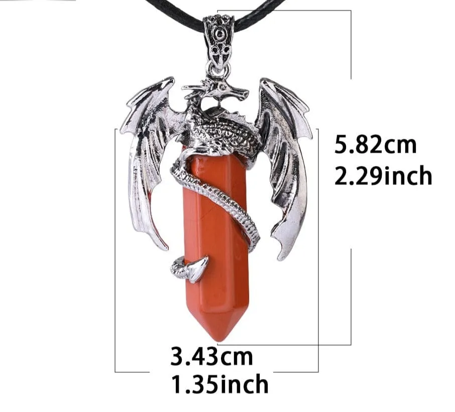 Dragon Necklace Natural Gem Stone Crystal Pendant