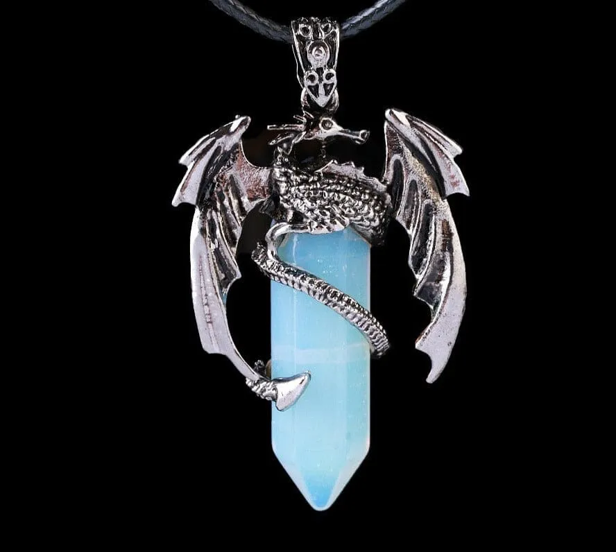 Dragon Necklace Natural Gem Stone Crystal Pendant