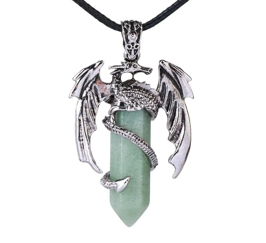 Dragon Necklace Natural Gem Stone Crystal Pendant