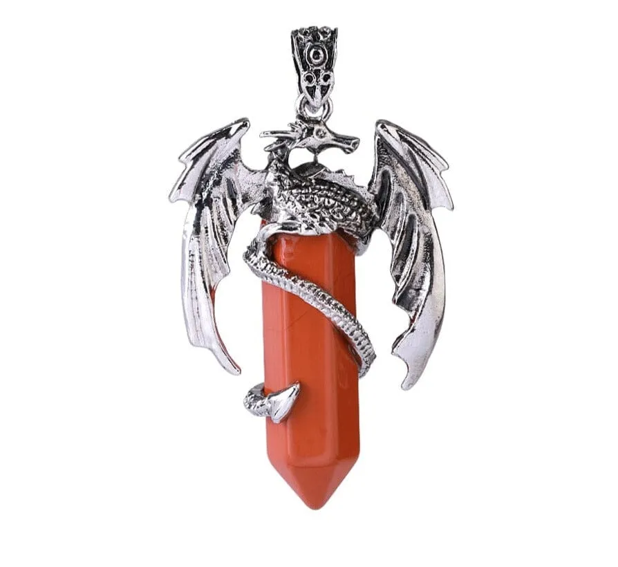 Dragon Necklace Natural Gem Stone Crystal Pendant