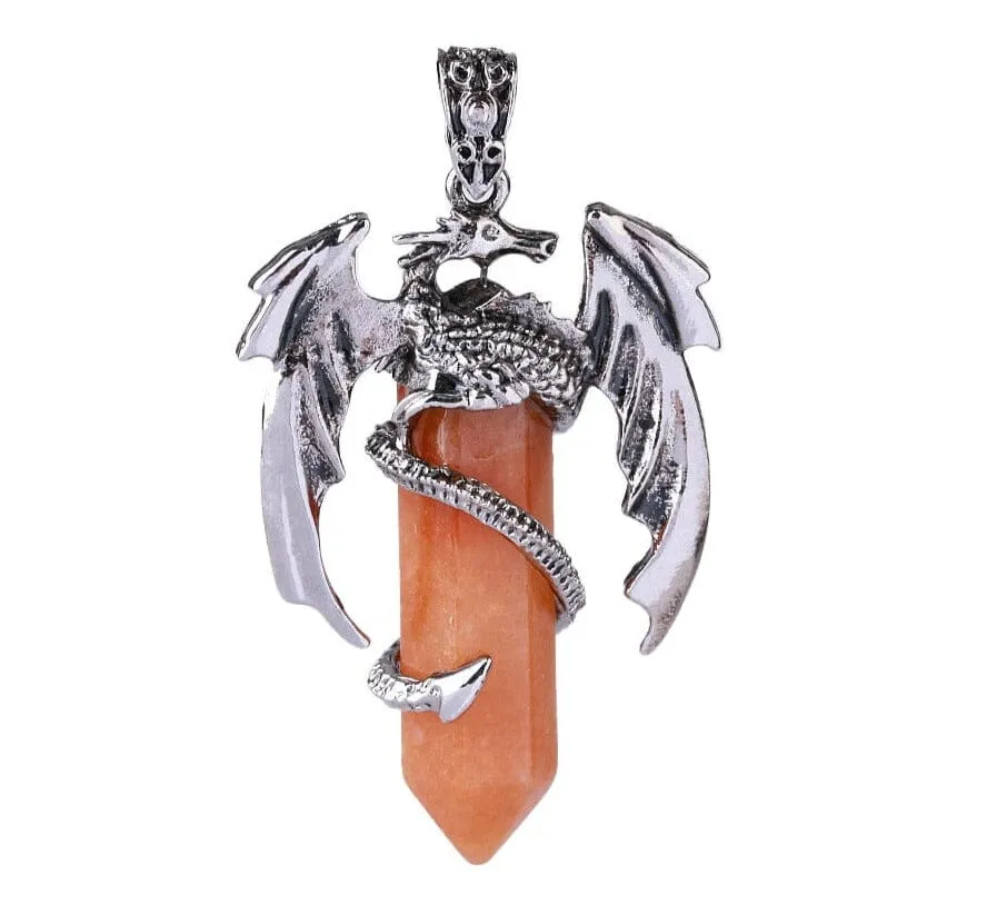 Dragon Necklace Natural Gem Stone Crystal Pendant