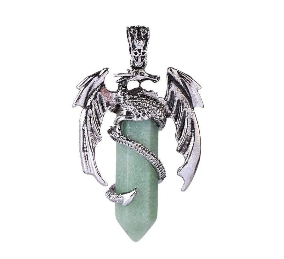 Dragon Necklace Natural Gem Stone Crystal Pendant