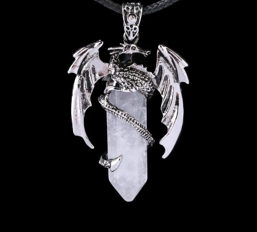 Dragon Necklace Natural Gem Stone Crystal Pendant