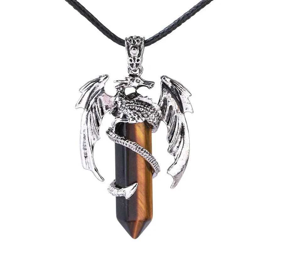 Dragon Necklace Natural Gem Stone Crystal Pendant