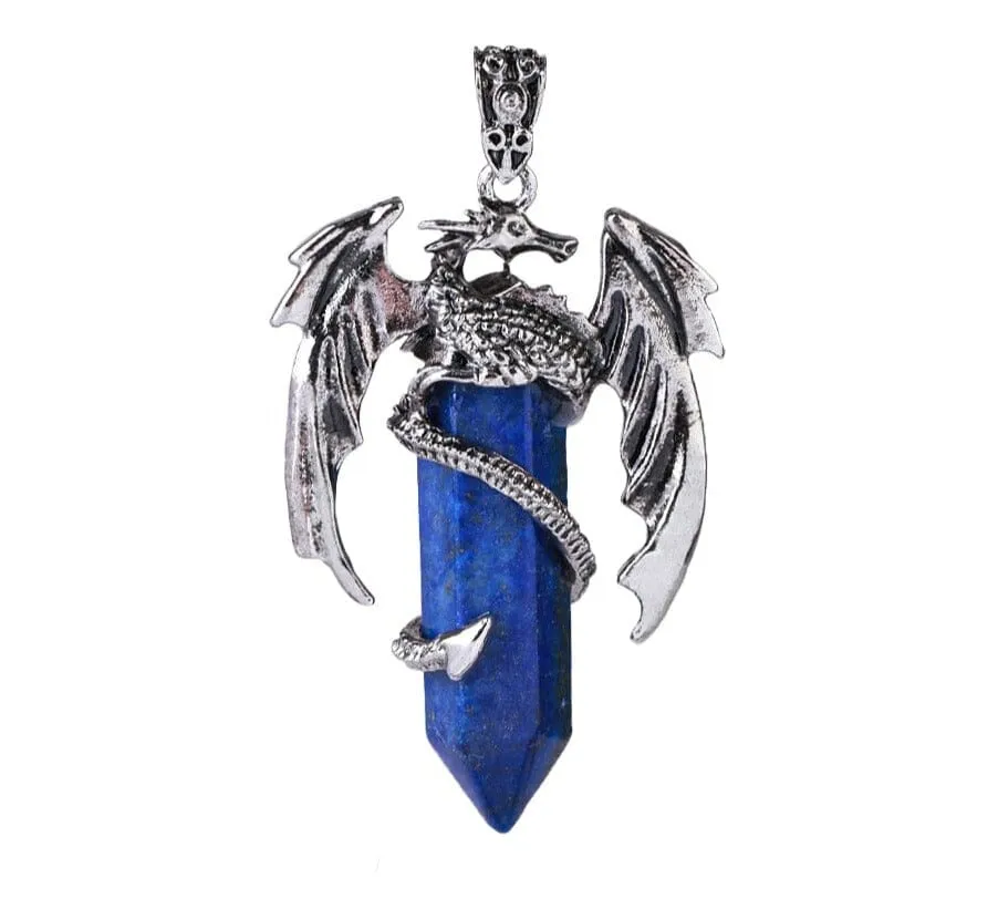 Dragon Necklace Natural Gem Stone Crystal Pendant