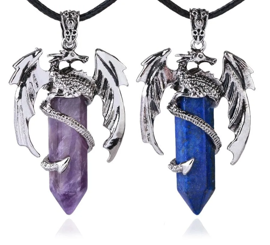 Dragon Necklace Natural Gem Stone Crystal Pendant