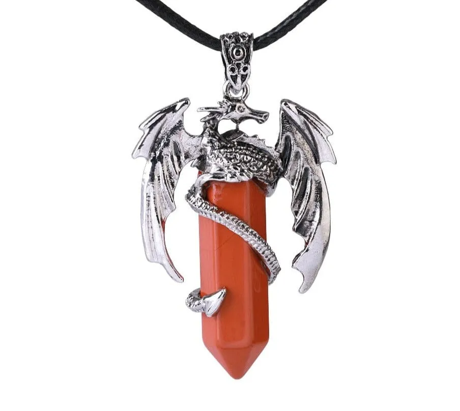 Dragon Necklace Natural Gem Stone Crystal Pendant