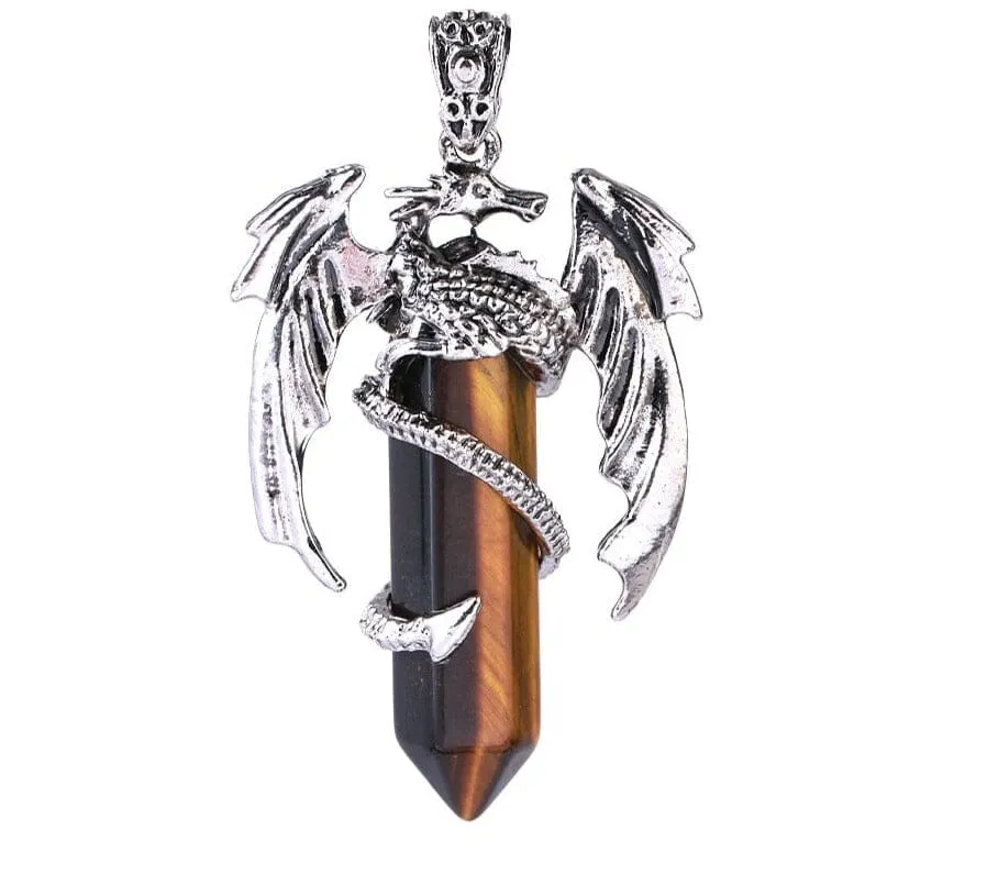 Dragon Necklace Natural Gem Stone Crystal Pendant