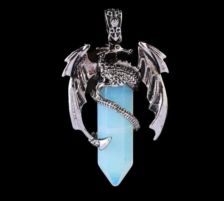 Dragon Necklace Natural Gem Stone Crystal Pendant