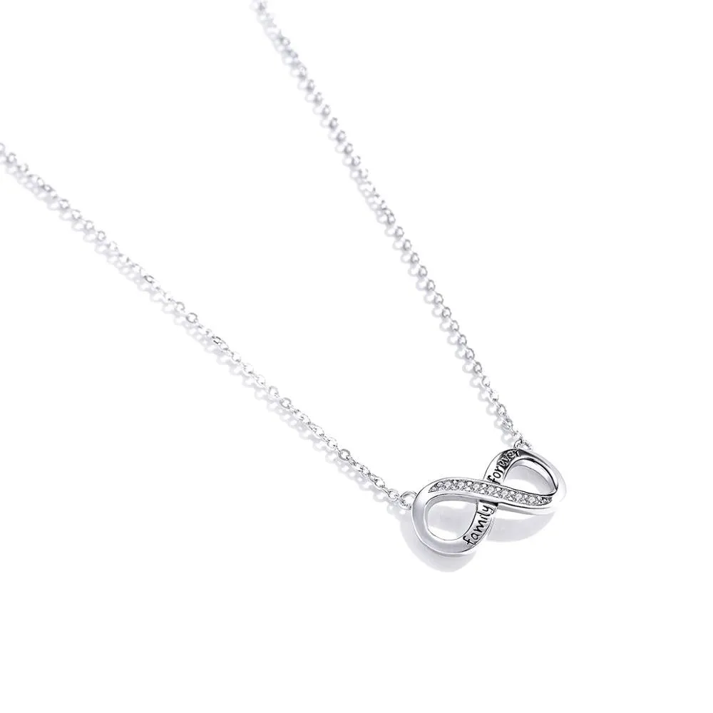 Family Forever Infinity Symbol Necklace Sterling Silver