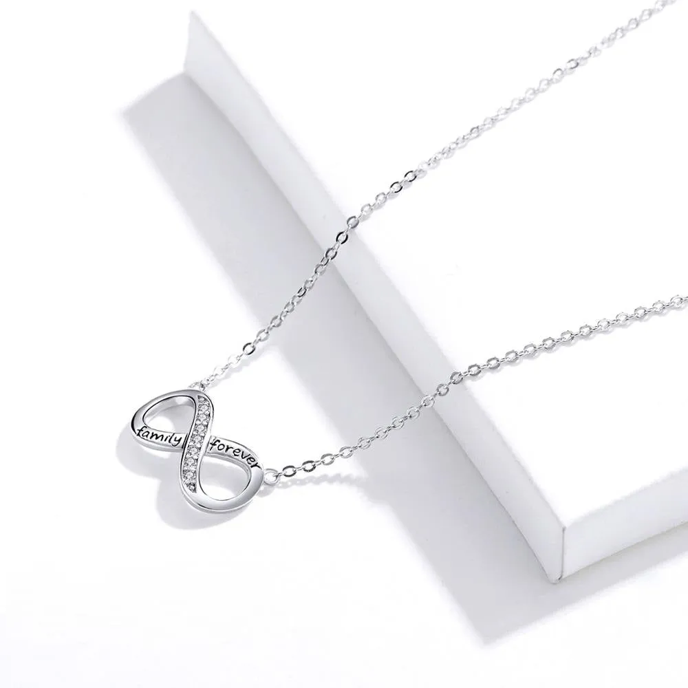 Family Forever Infinity Symbol Necklace Sterling Silver