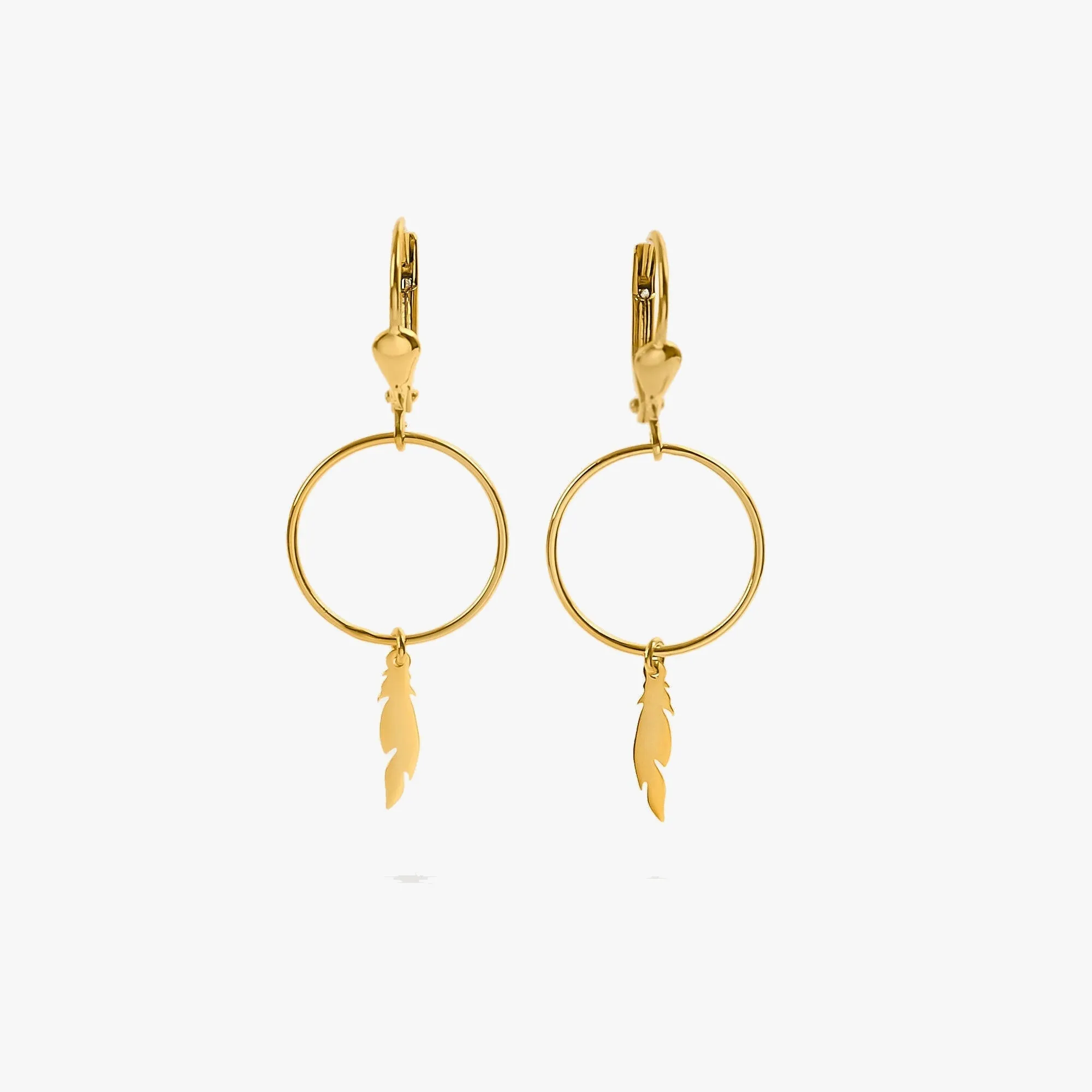 Feather Earrings | 14K Solid Gold