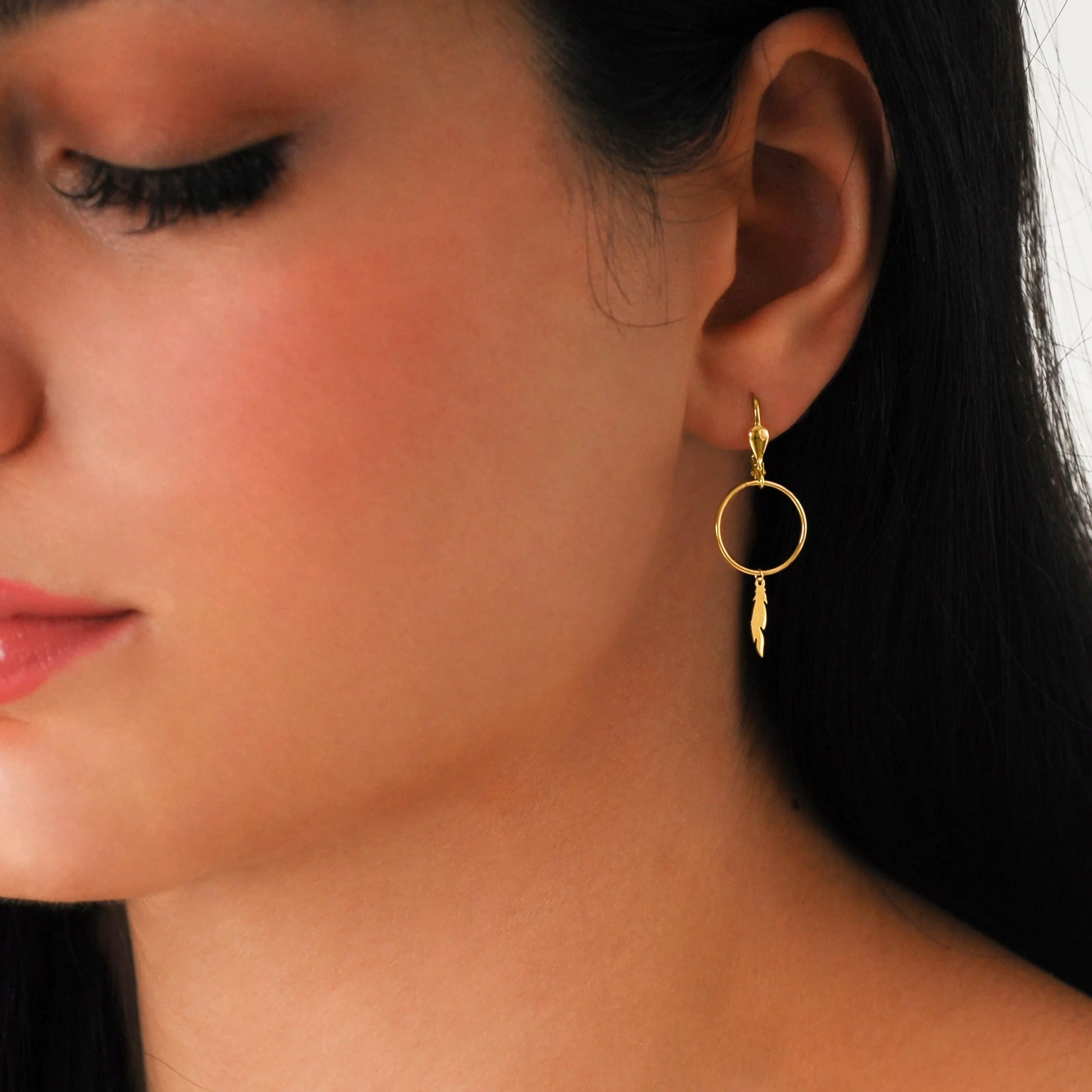 Feather Earrings | 14K Solid Gold