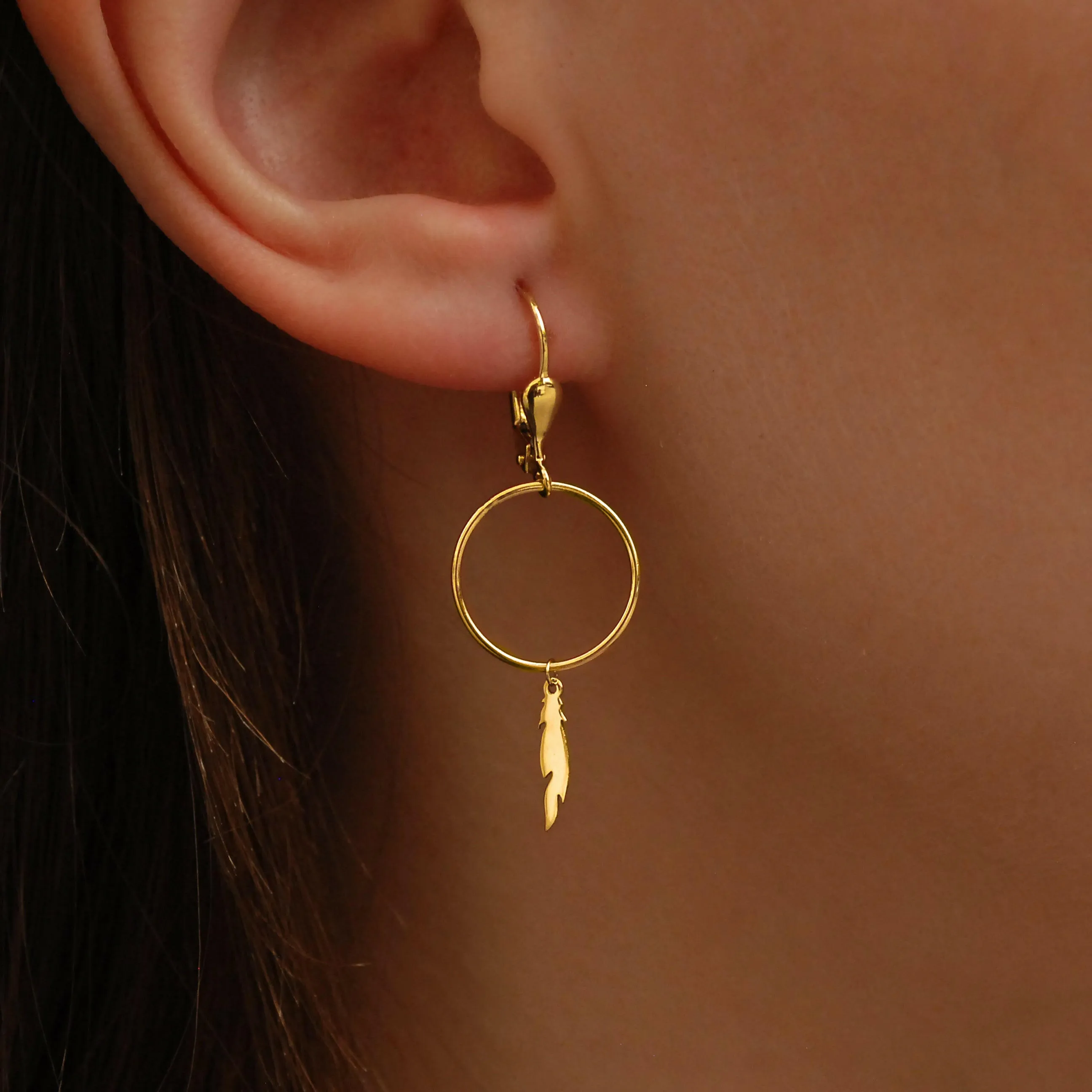 Feather Earrings | 14K Solid Gold