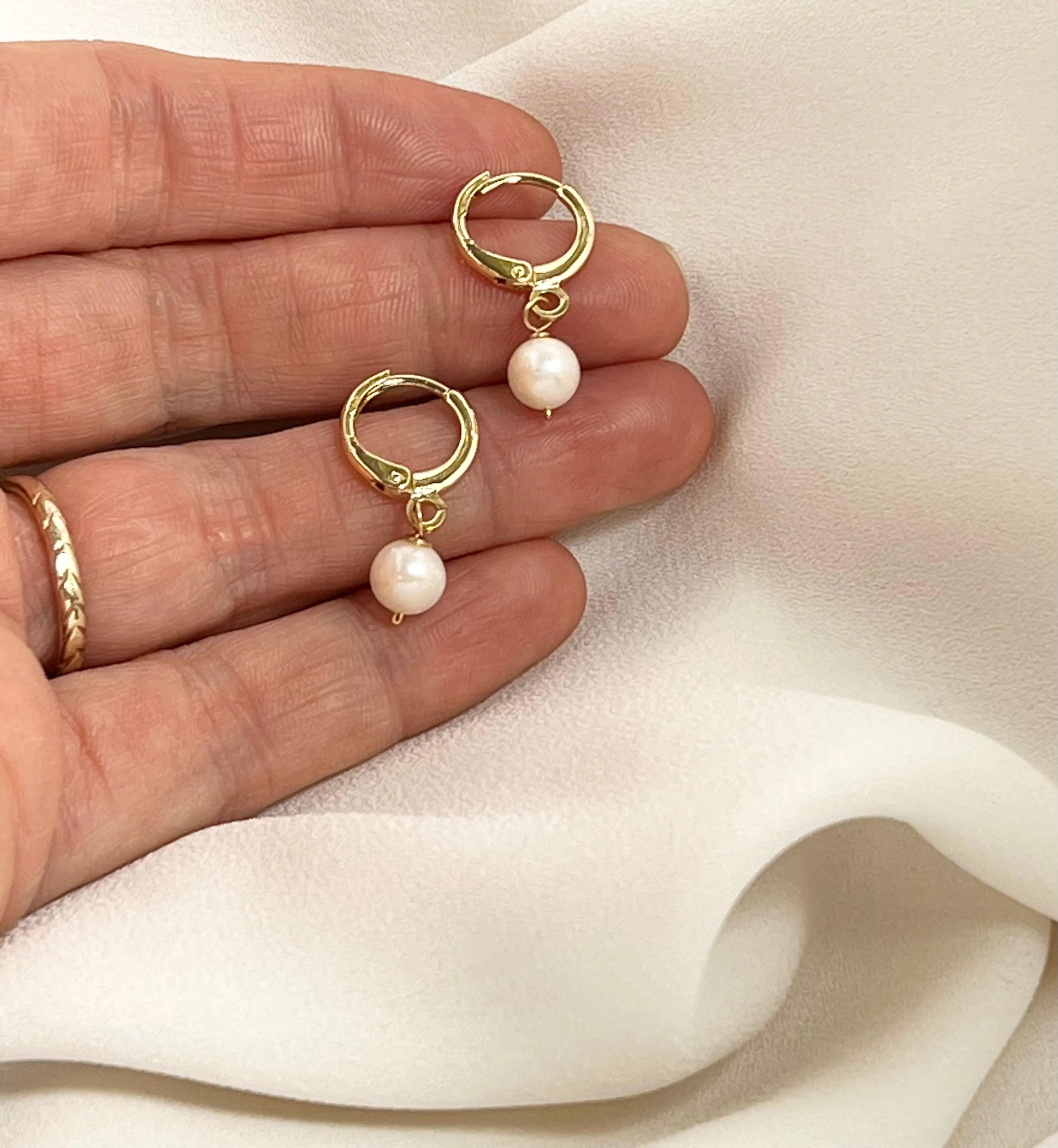 Freshwater Pearl Mini Hoop Earrings