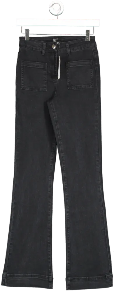 Friends like these Black High Waist Pocket Flare Jeans UK 8