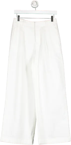 Goelia White Oil-resistant Wide Leg Full Length Jeans UK 10