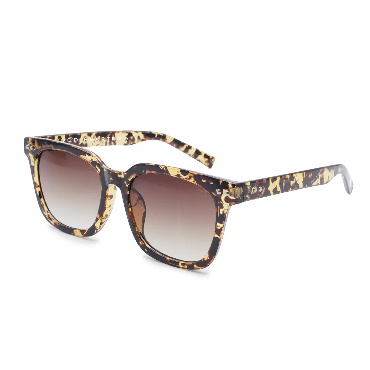 Good Hearted Squared Sunglasses, Leopard